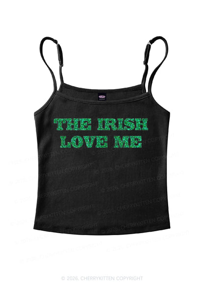 Glitter The Irish Love Me St Patricks Y2K Spaghetti Strap Cami Cherrykitten