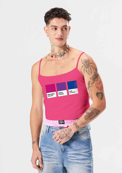 Bisexual Flag Colors Pride Y2K Spaghetti Strap Cami Cherrykitten