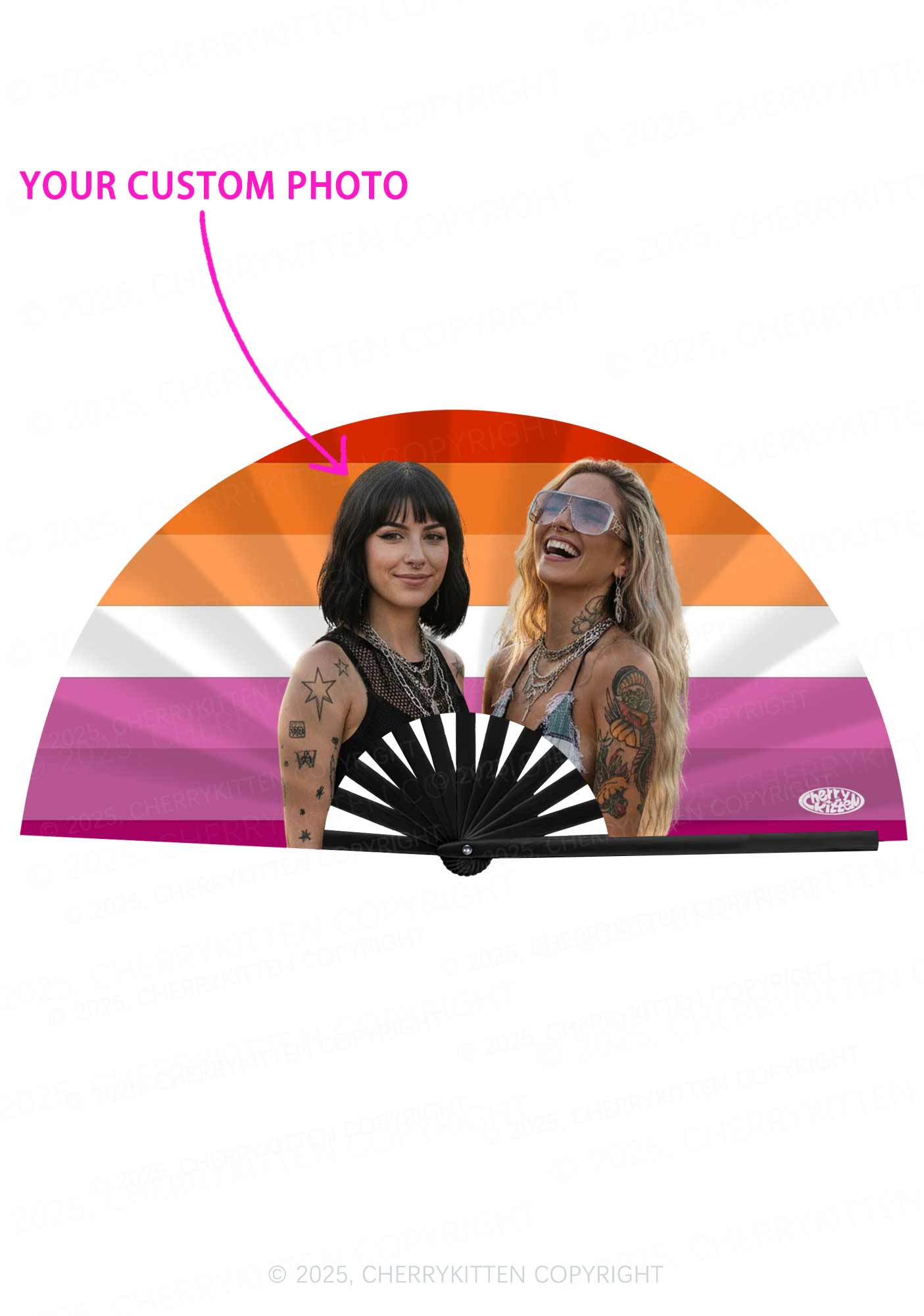Lesbian Custom Photo Y2K Rave Hand Fan Cherrykitten