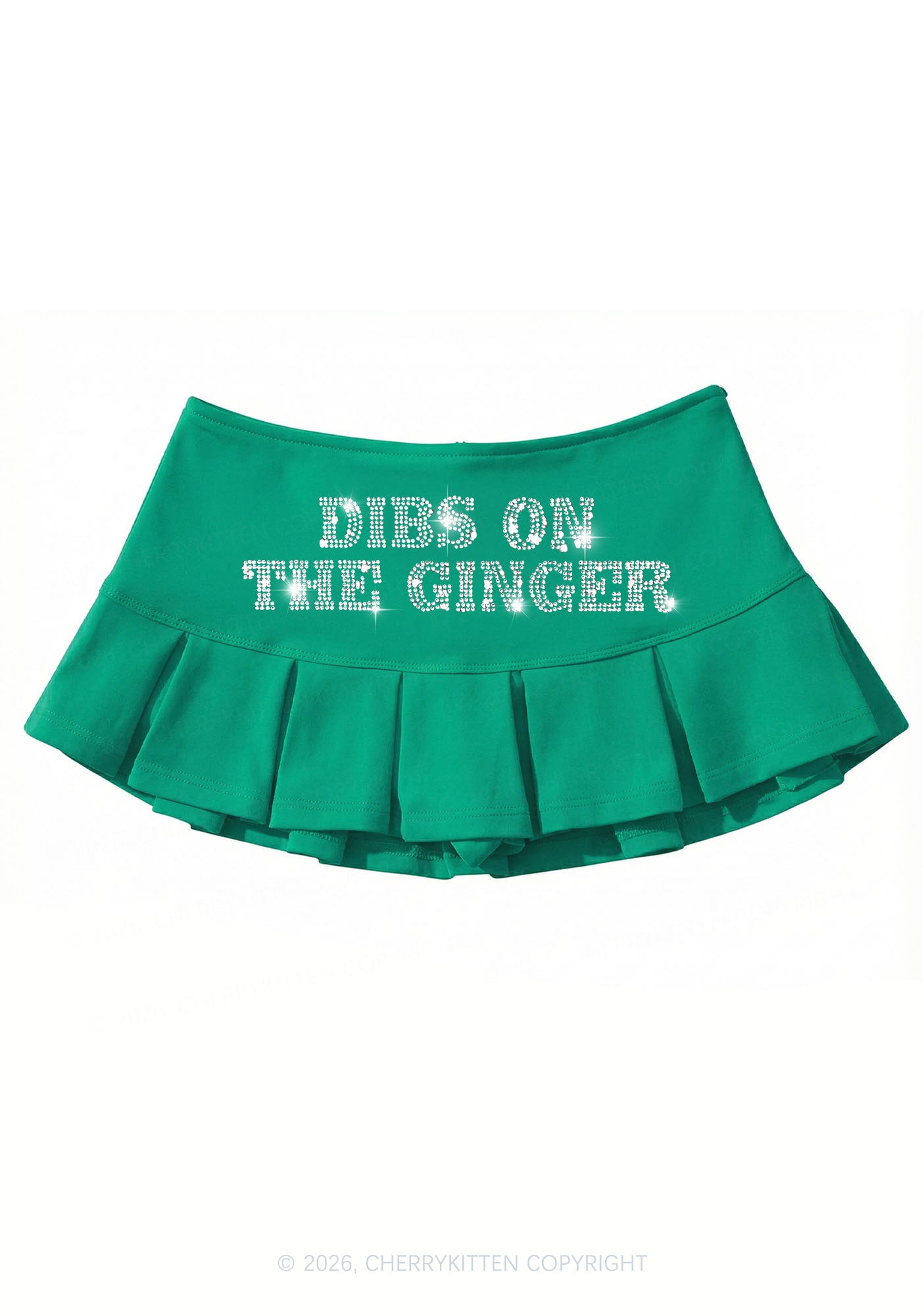 Rhinestone Dibs On The Ginger St Patricks Y2K Mini Pleated Skirts Cherrykitten
