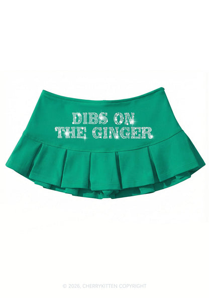 Rhinestone Dibs On The Ginger St Patricks Y2K Mini Pleated Skirts Cherrykitten