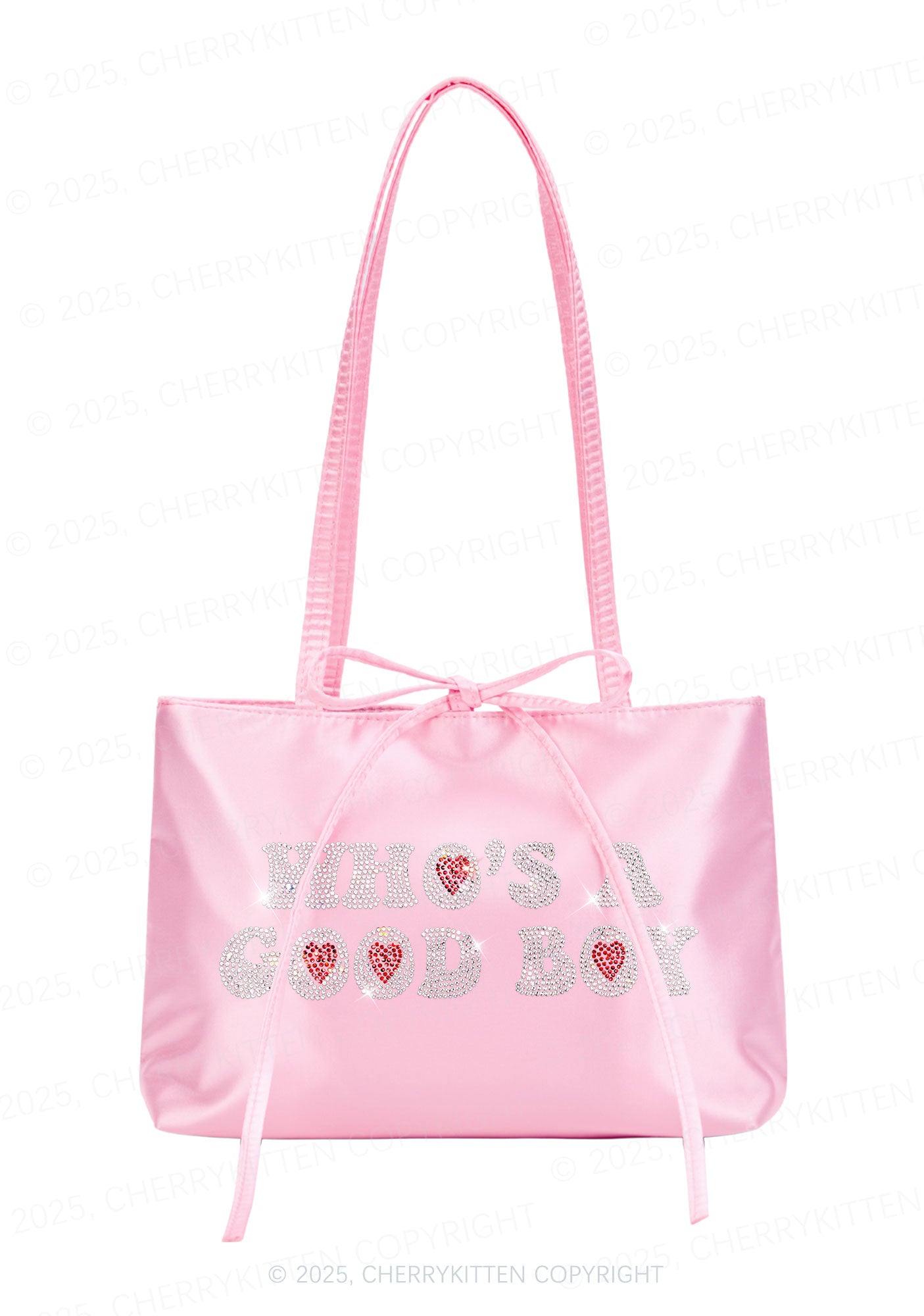 Rhinestone Whos A Good Boy Y2K Satin Bags Cherrykitten