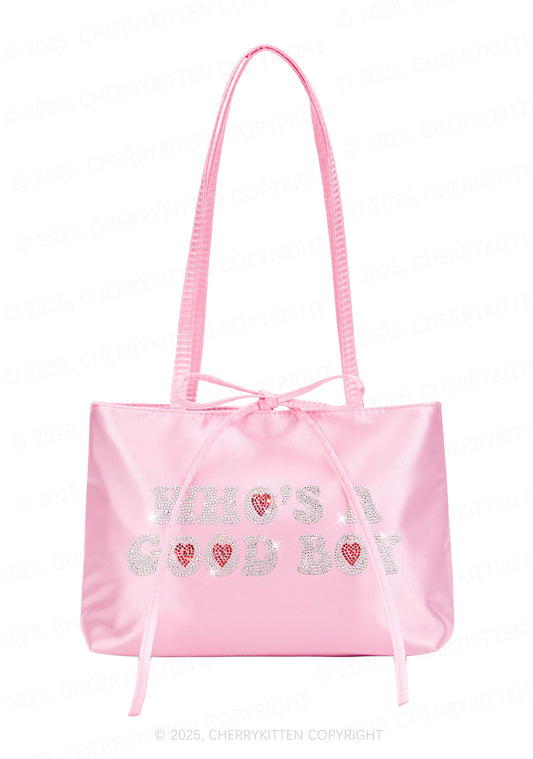 Rhinestone Whos A Good Boy Y2K Satin Bags Cherrykitten