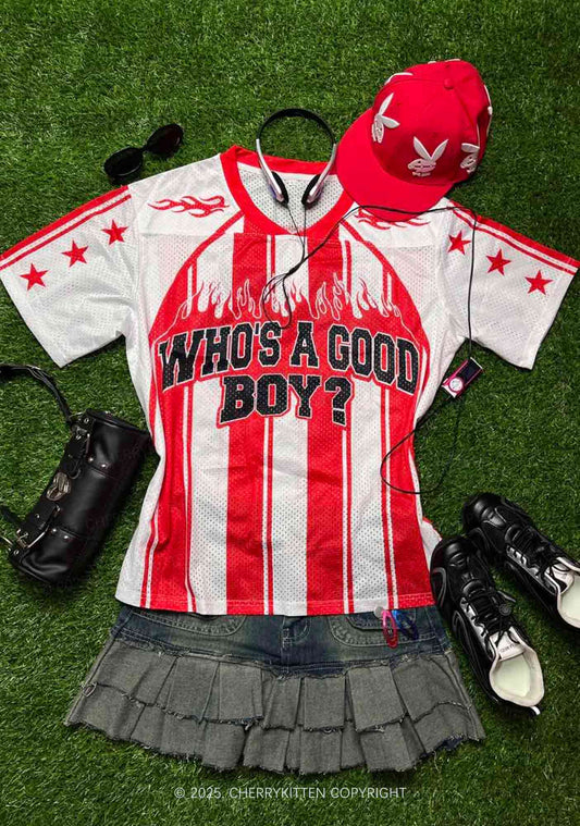 Custom Who Is Good Boy Y2K Sport Jersey Shirts Cherrykitten