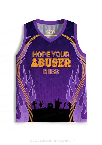 Custom Halloween Hope Your Abuser Dies Y2K Sport Jersey Tank Cherrykitten
