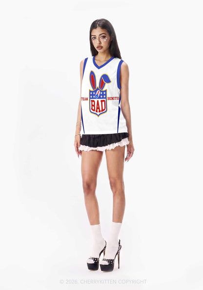 White Football Bunny Y2K Sport Jersey Tank Cherrykitten