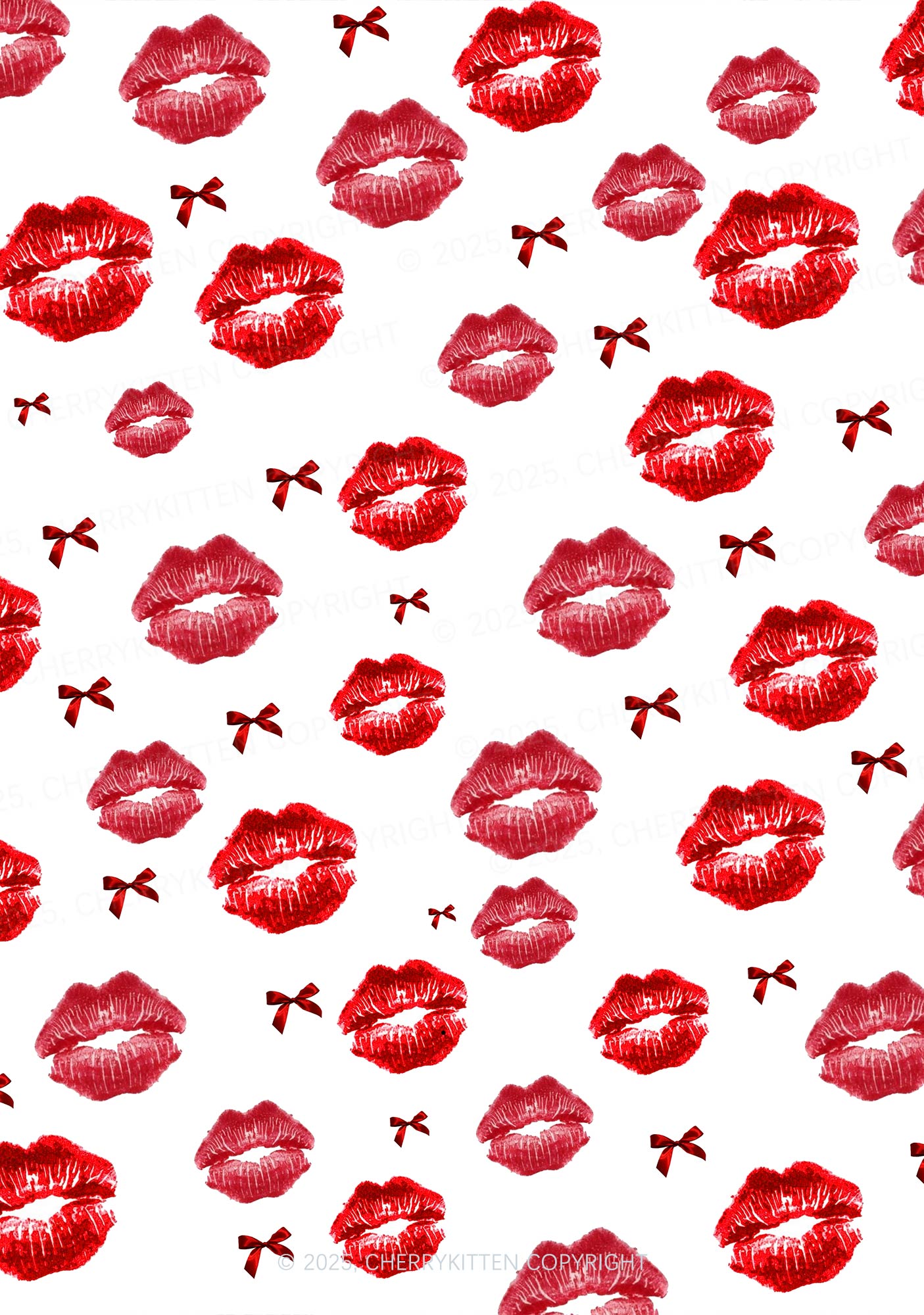 Red Lips Bows Valentine's Day Y2K Print Couples Boxer Briefs Set Cherrykitten