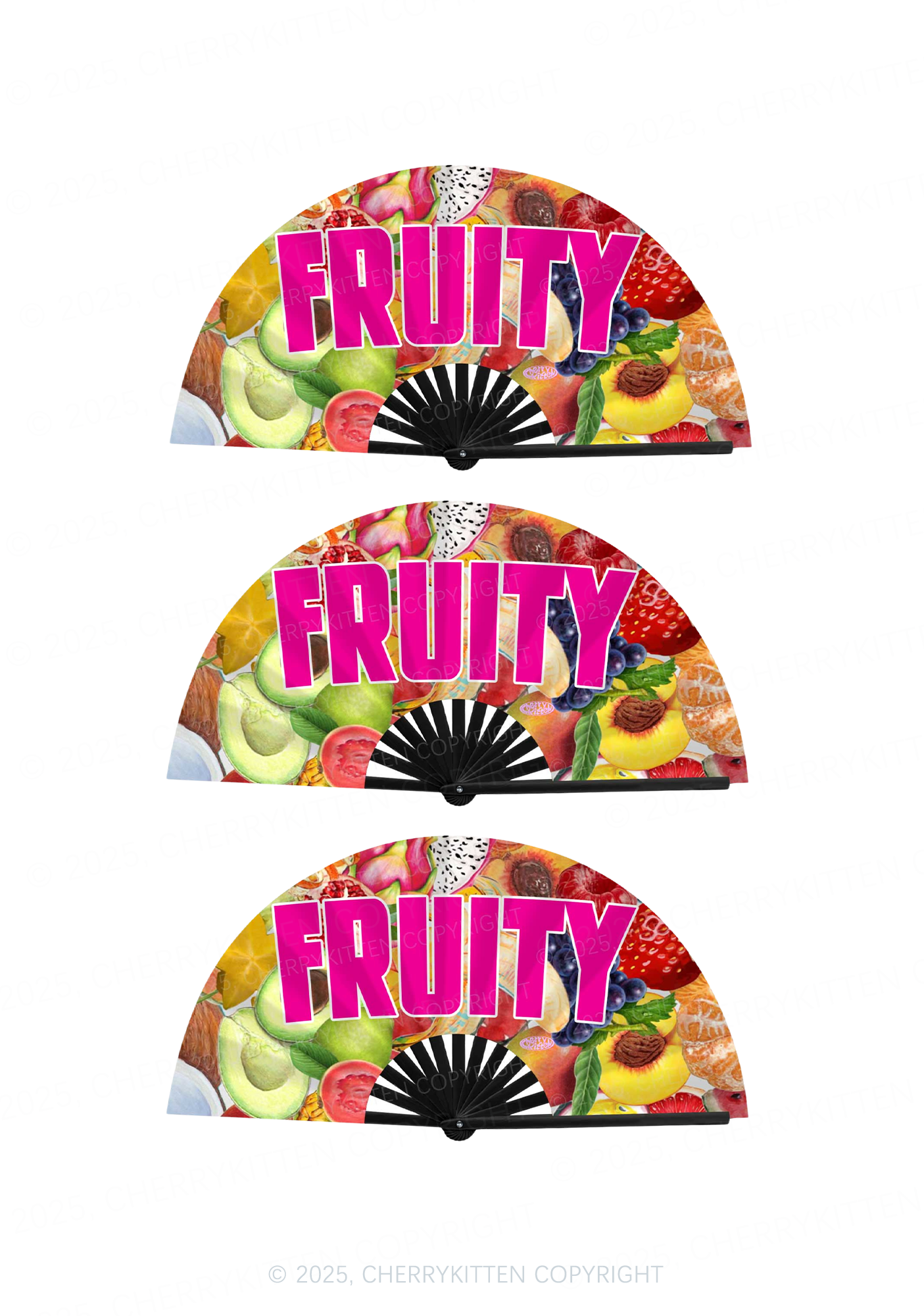 Fruity Pride Y2K Rave Hand Fan Cherrykitten