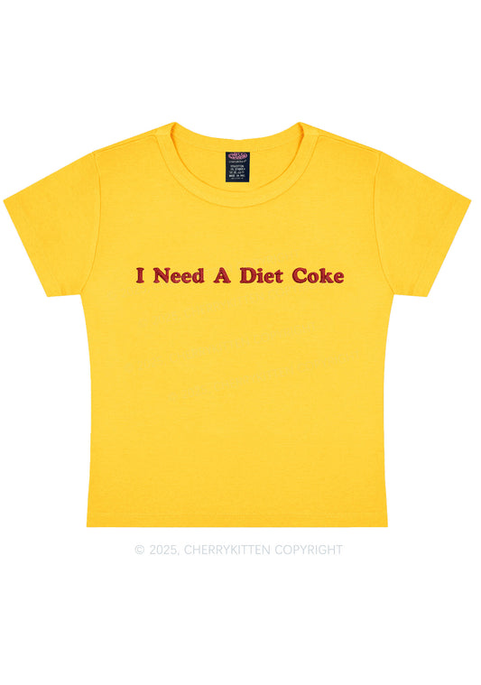 Embroidered I Need A Diet Coke Y2K Baby Tee Cherrykitten