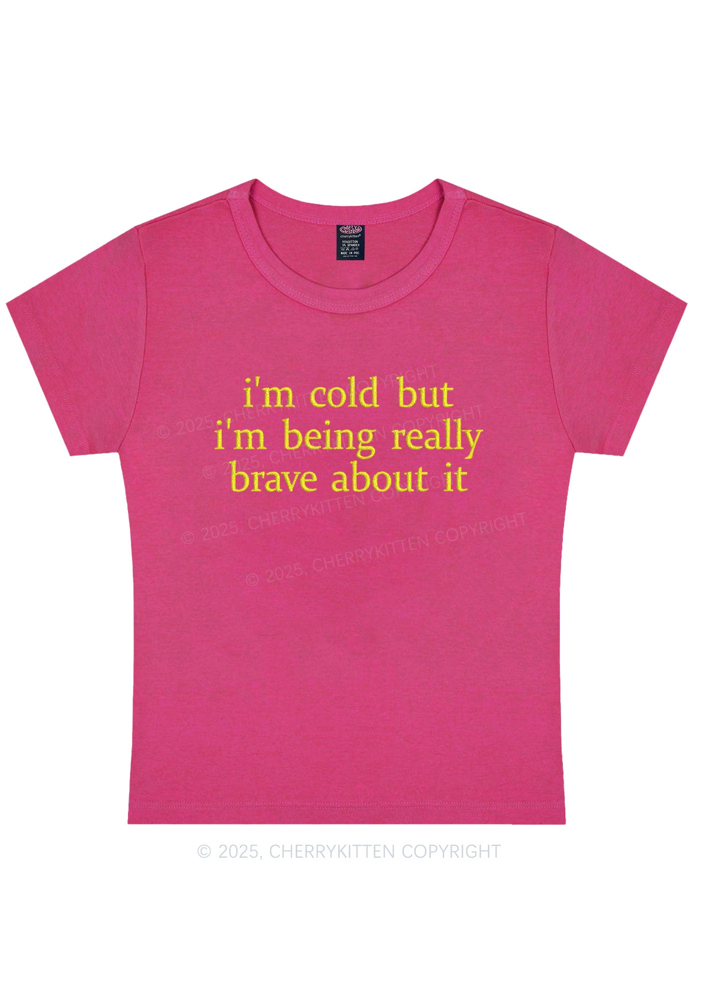 Embroidered Im Cold But Y2K Baby Tee Cherrykitten