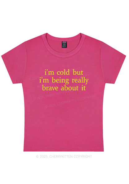 Embroidered Im Cold But Y2K Baby Tee Cherrykitten