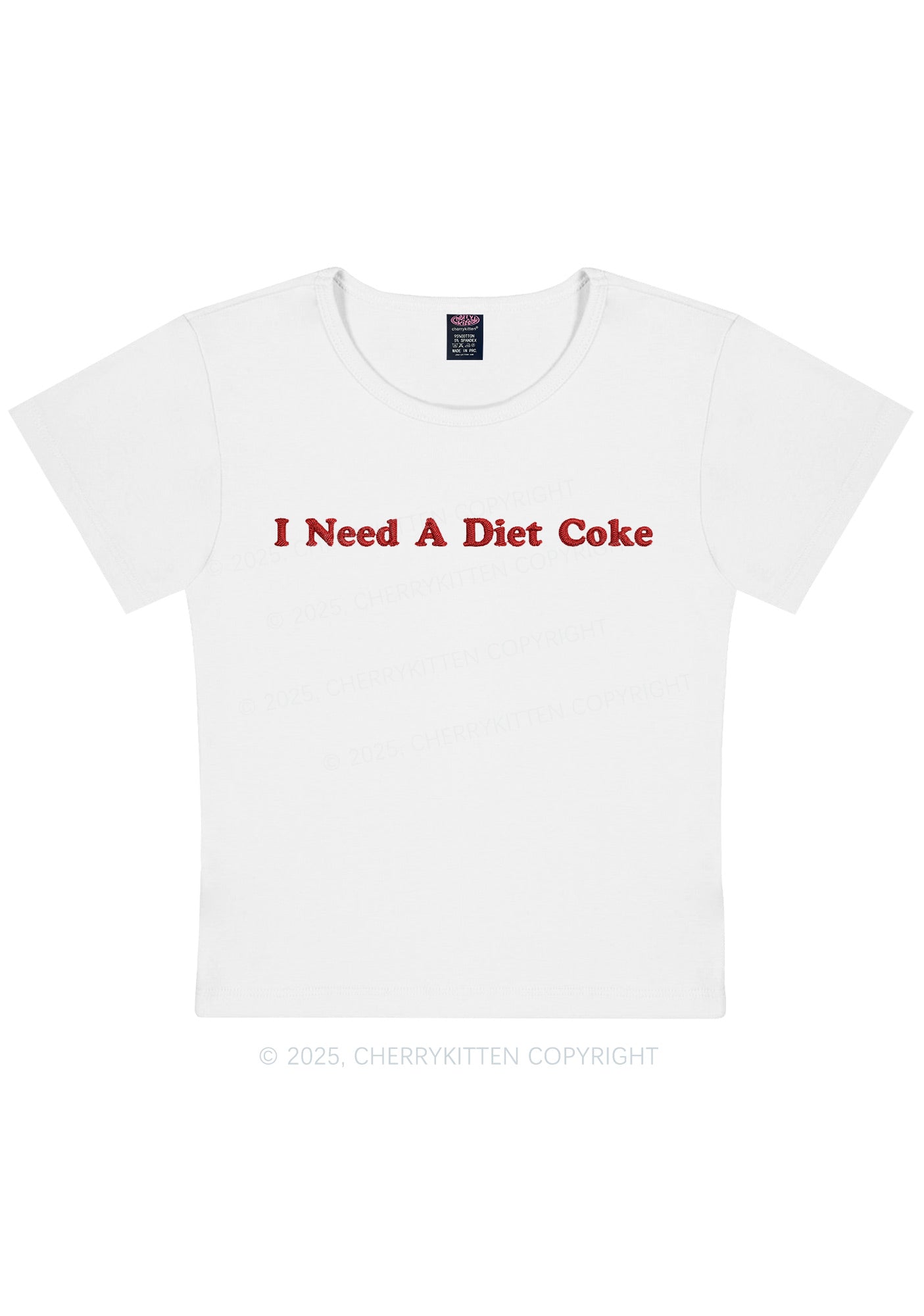 Embroidered I Need A Diet Coke Y2K Baby Tee Cherrykitten