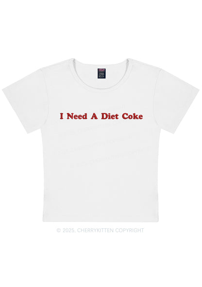 Embroidered I Need A Diet Coke Y2K Baby Tee Cherrykitten
