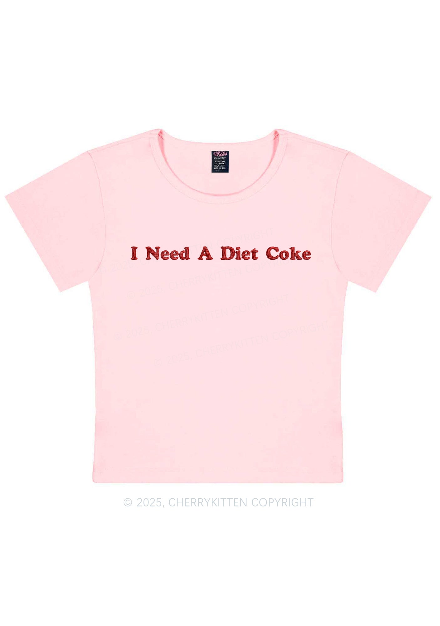 Embroidered I Need A Diet Coke Y2K Baby Tee Cherrykitten