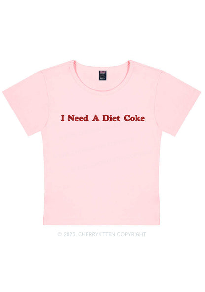 Embroidered I Need A Diet Coke Y2K Baby Tee Cherrykitten