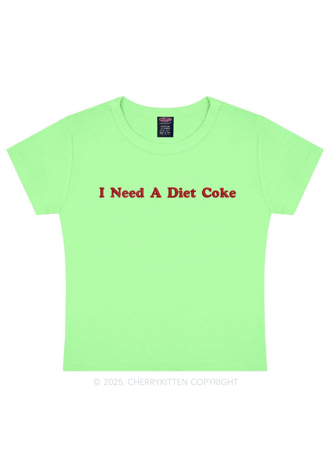 Embroidered I Need A Diet Coke Y2K Baby Tee Cherrykitten
