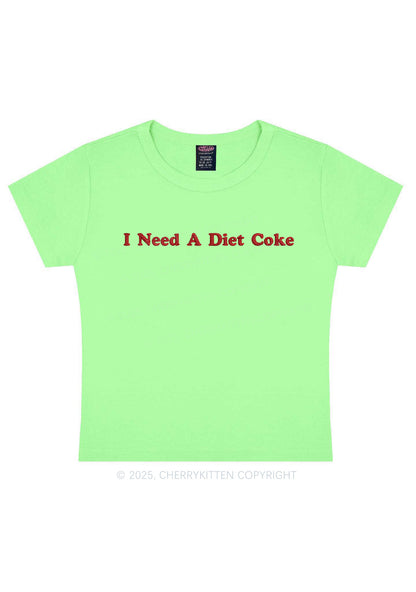 Embroidered I Need A Diet Coke Y2K Baby Tee Cherrykitten
