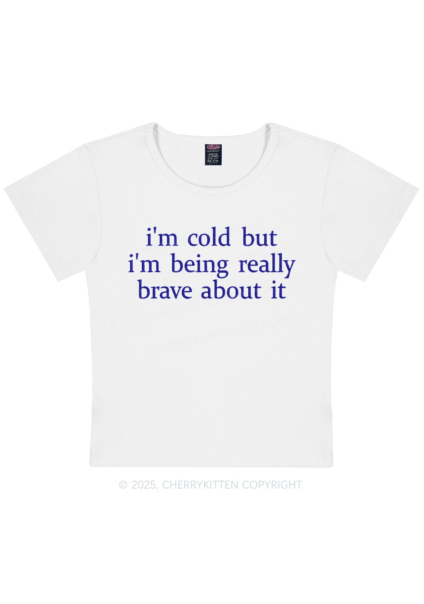 Embroidered Im Cold But Y2K Baby Tee Cherrykitten