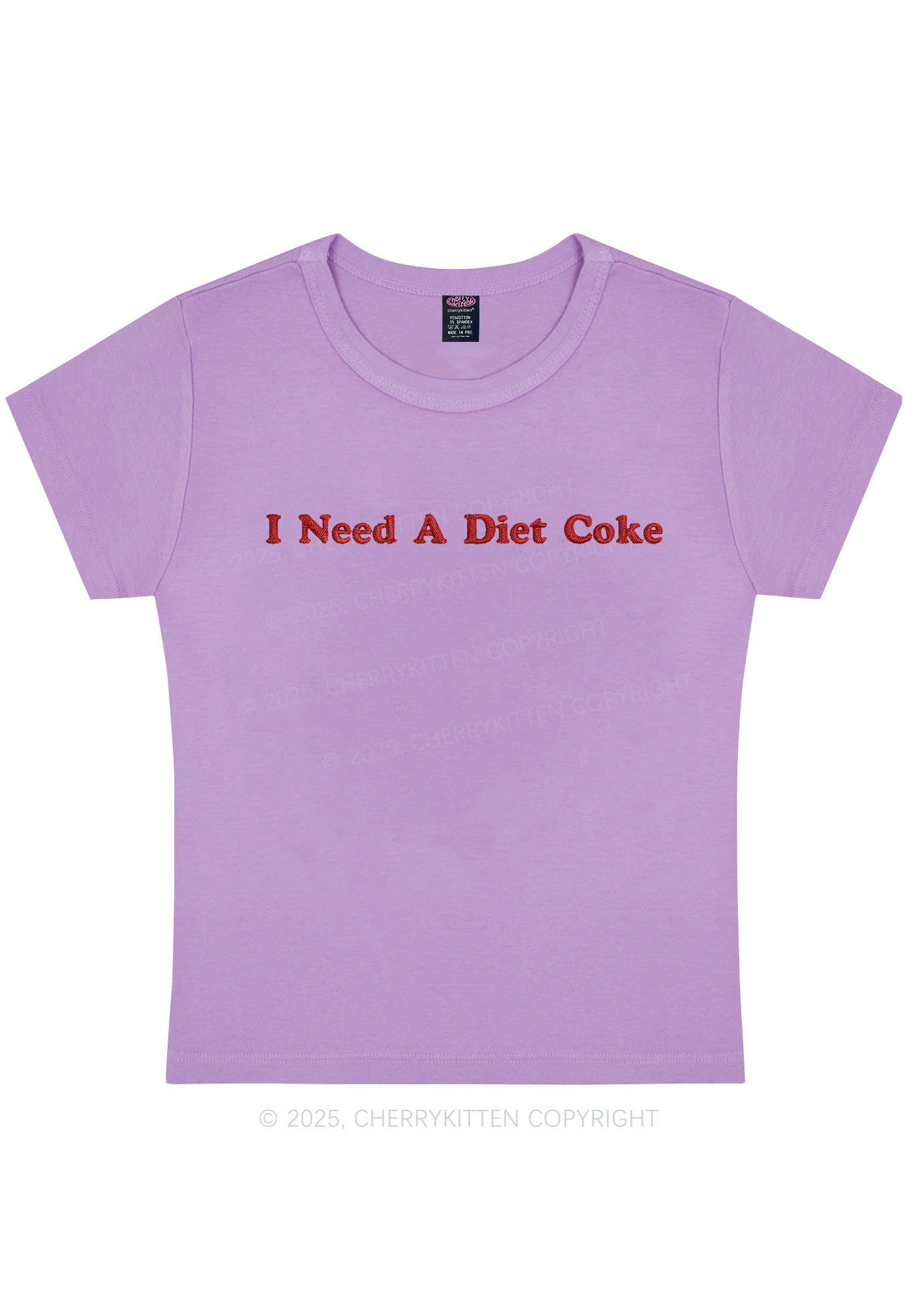 Embroidered I Need A Diet Coke Y2K Baby Tee Cherrykitten