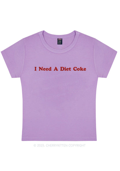 Embroidered I Need A Diet Coke Y2K Baby Tee Cherrykitten