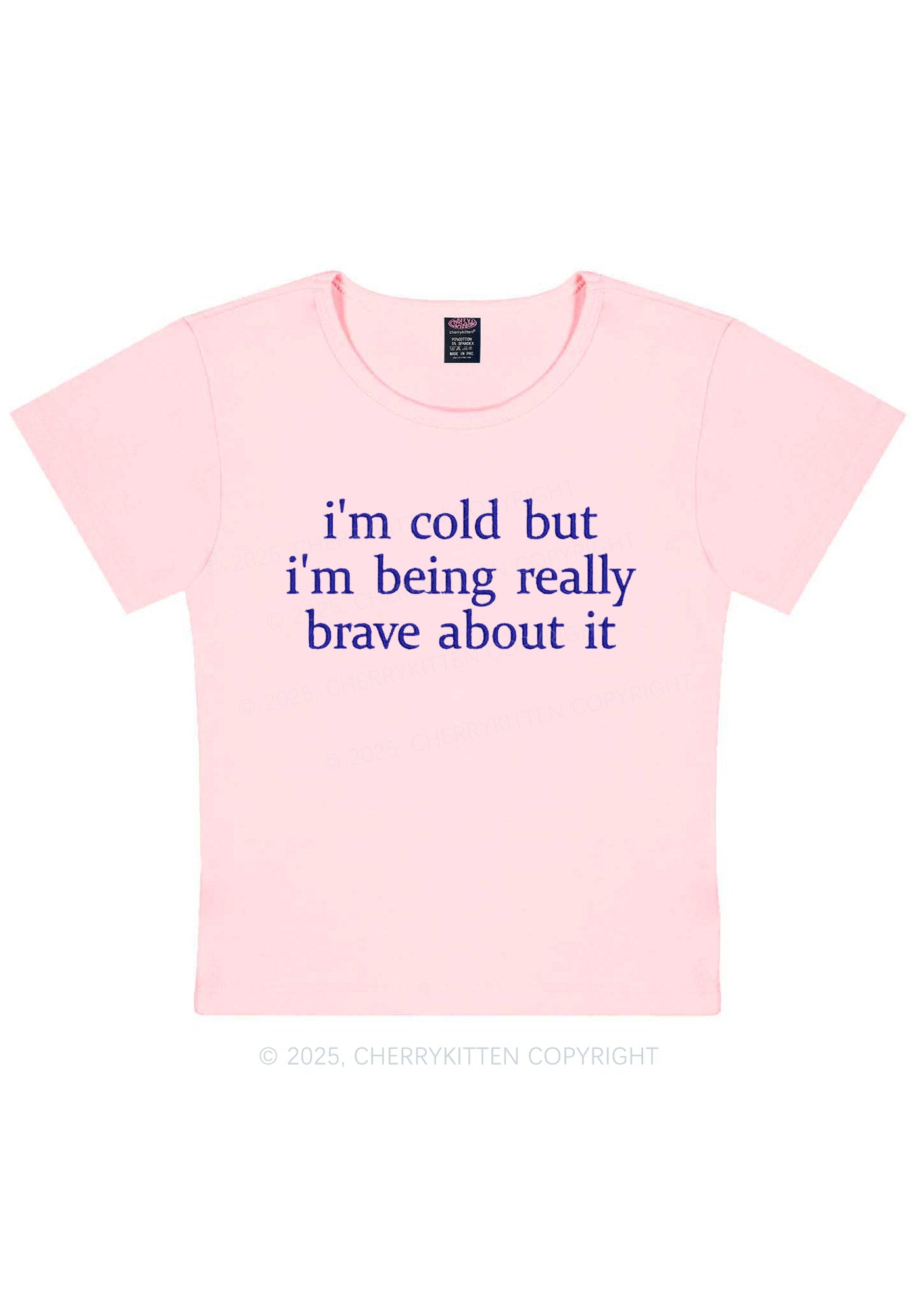 Embroidered Im Cold But Y2K Baby Tee Cherrykitten