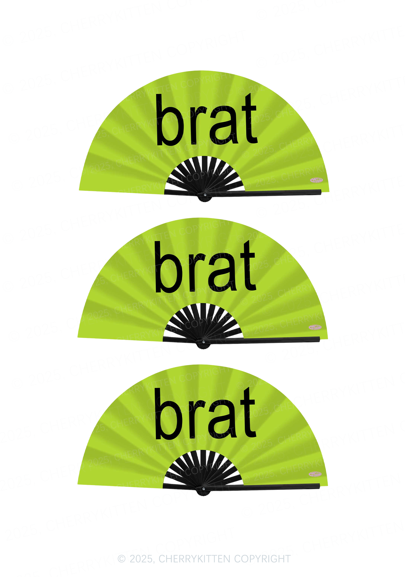 Green Brat Y2K Rave Hand Fan Cherrykitten