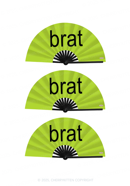 Green Brat Y2K Rave Hand Fan Cherrykitten