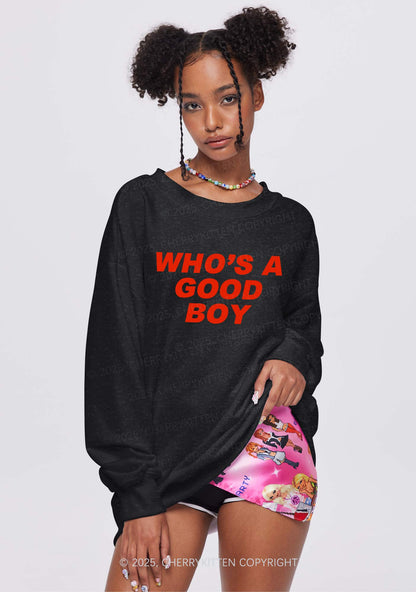 Whos A Good Boy Y2K Washed Sweatshirts Cherrykitten