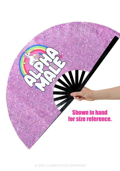 Purple Alpha Male Y2K Rave Hand Fan Cherrykitten