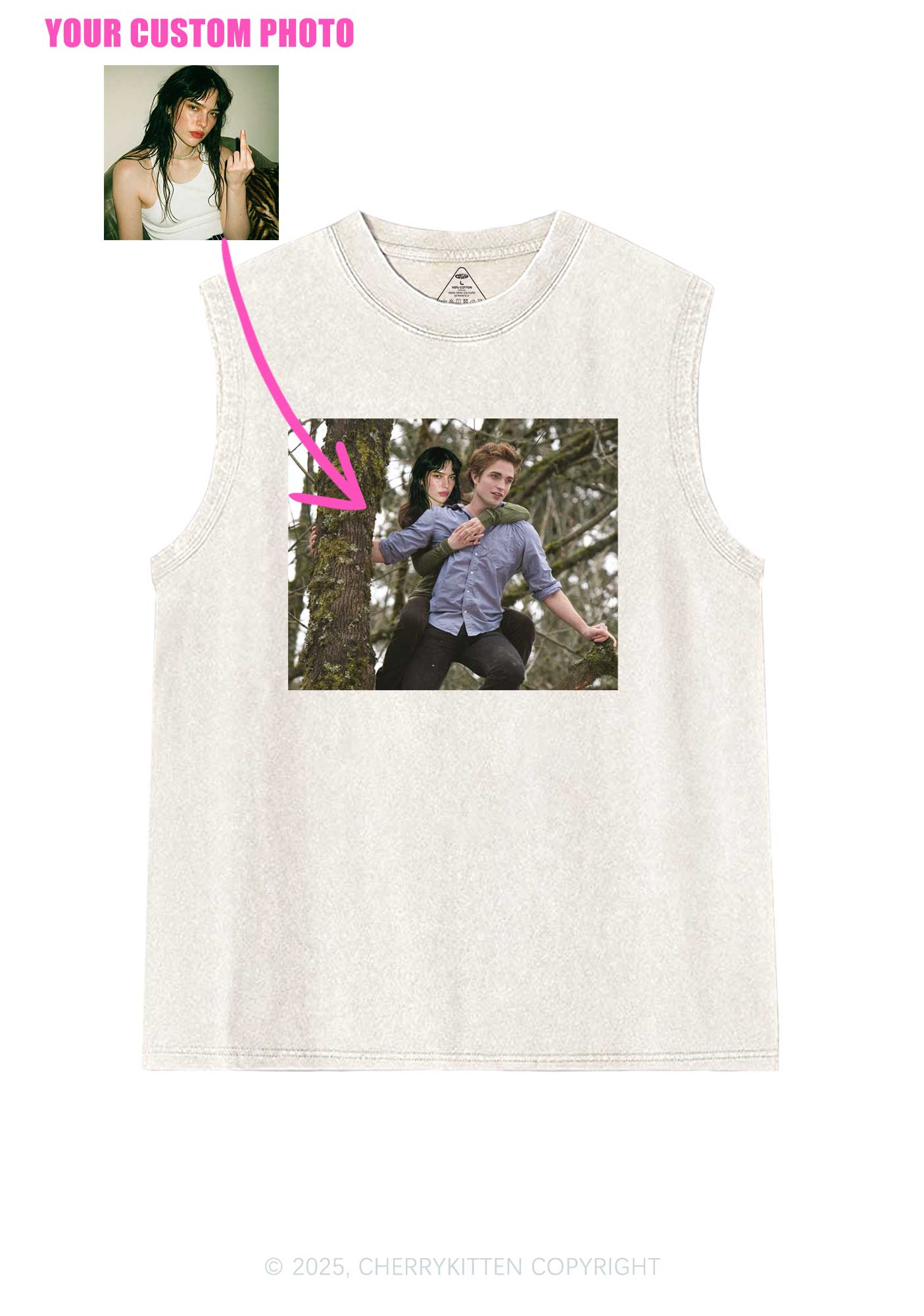 Custom Face Y2K Washed Muscle Tank Cherrykitten