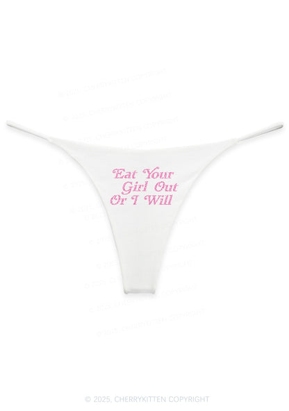 Glitter Eat Your Girl Out Pride Y2K Bikini String Thong Cherrykitten