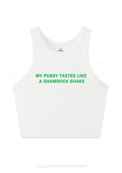 Puxxy Tastes Like Shamrock Shake St Patricks Y2K Crop Tank Top Cherrykitten