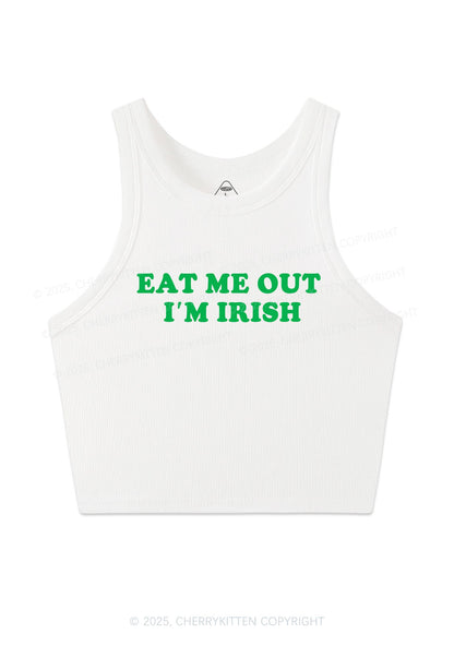 Eat Me Out Im Irish St Patricks Y2K Crop Tank Top Cherrykitten