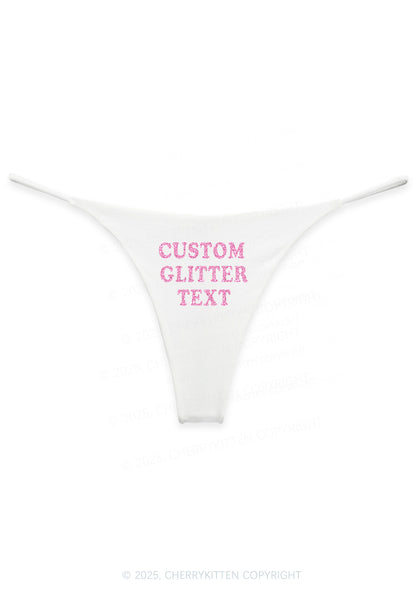 Custom Text Glitter Y2K Bikini String Thong Cherrykitten