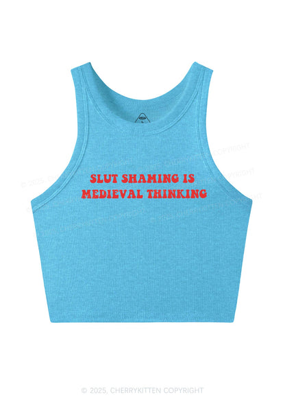 Slxt Shaming Medieval Thinking Y2K Crop Tank Top Cherrykitten