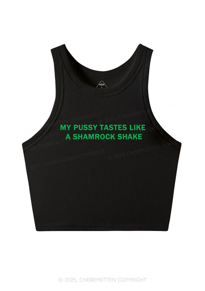 Puxxy Tastes Like Shamrock Shake St Patricks Y2K Crop Tank Top Cherrykitten