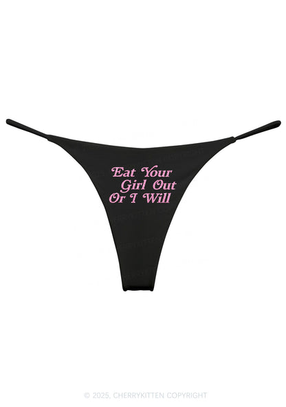 Glitter Eat Your Girl Out Pride Y2K Bikini String Thong Cherrykitten