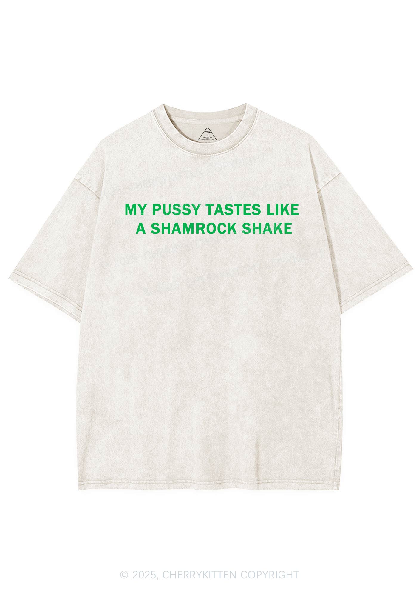 Puxxy Tastes Like Shamrock Shake St Patricks Y2K Shirts Washed Tee Cherrykitten