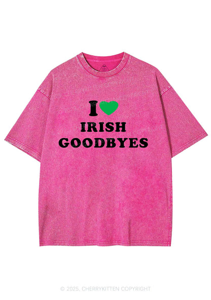 I Love Irish Goodbyes St Patricks Y2K Shirts Washed Tee Cherrykitten