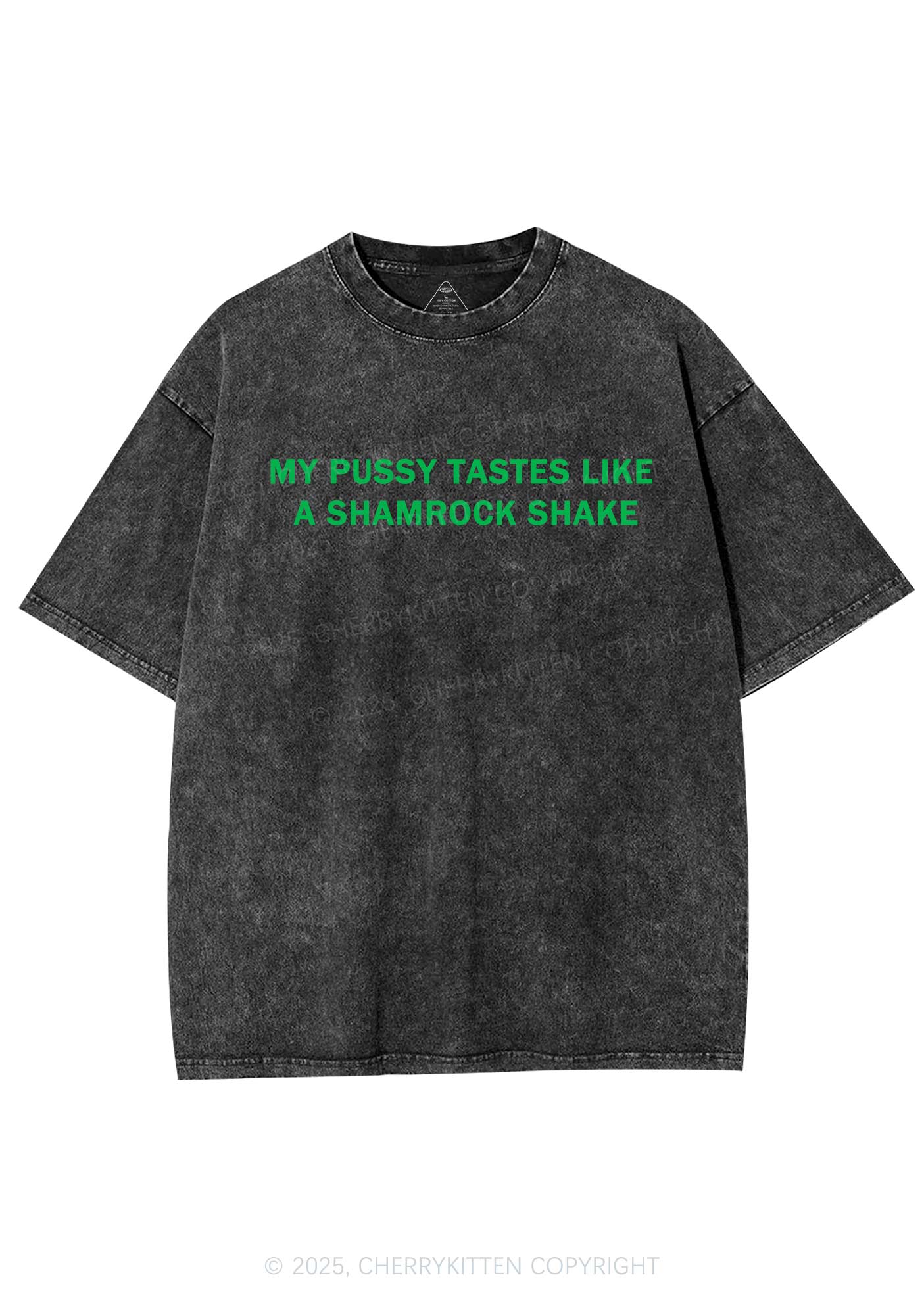 Puxxy Tastes Like Shamrock Shake St Patricks Y2K Shirts Washed Tee Cherrykitten