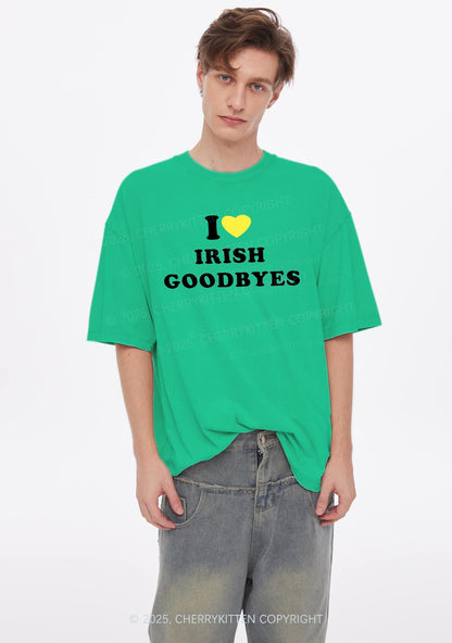 I Love Irish Goodbyes St Patricks Y2K Shirts Washed Tee Cherrykitten