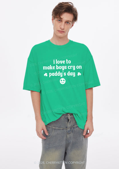 Make Boys Cry On Paddys Day St Patricks Y2K Shirts Washed Tee Cherrykitten