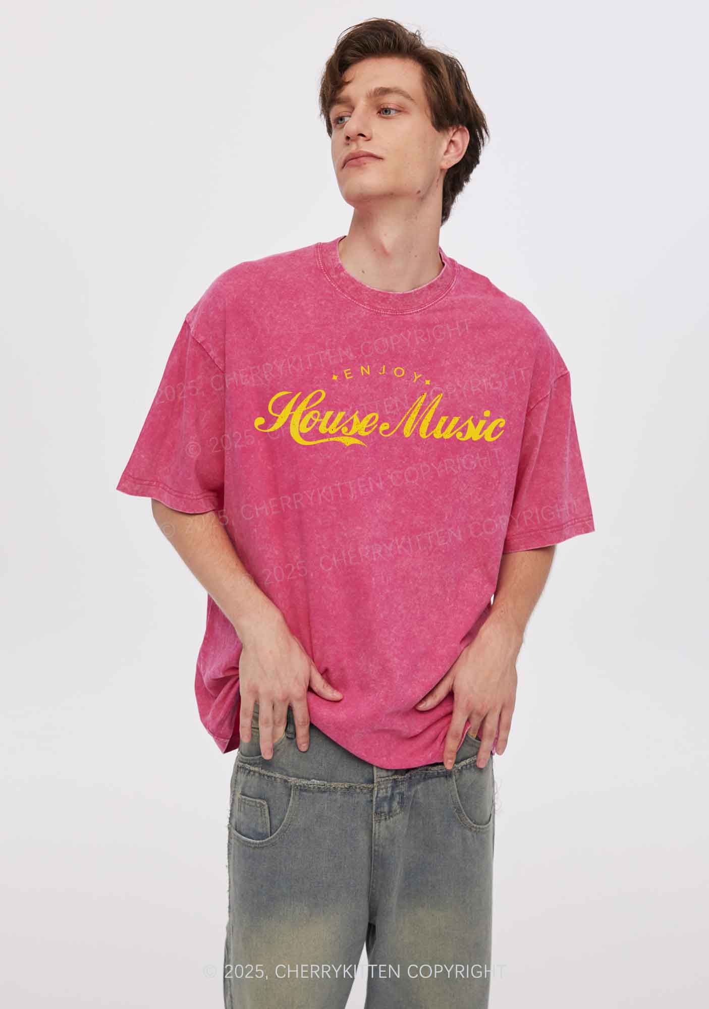 Enjoy House Music Y2K Shirts Washed Tee Cherrykitten