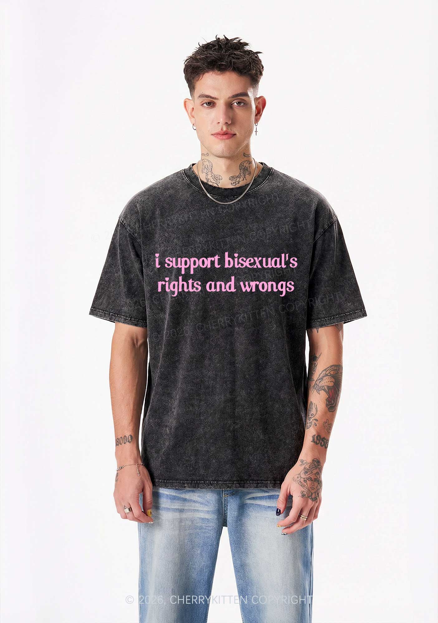 I Support Bisexuals Pride Y2K Shirts Washed Tee Cherrykitten