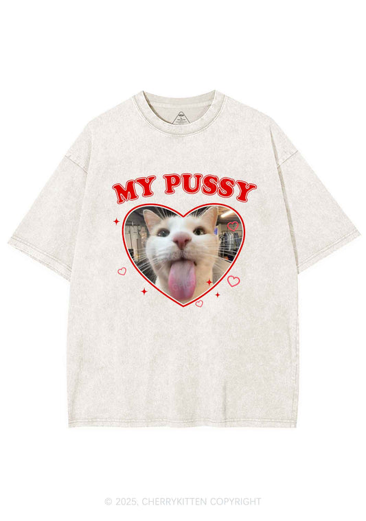 Custom Pet Puxxy Y2K Shirts Washed Tee Cherrykitten