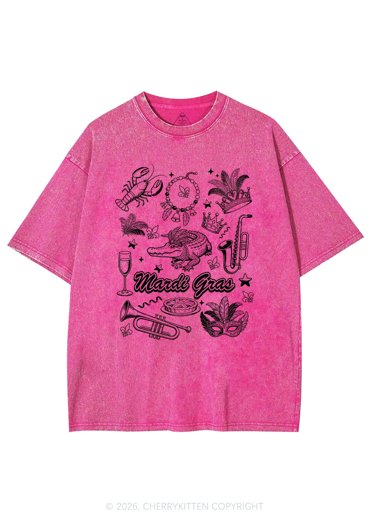 Mardi Gras Symbols Y2K Shirts Washed Tee Cherrykitten