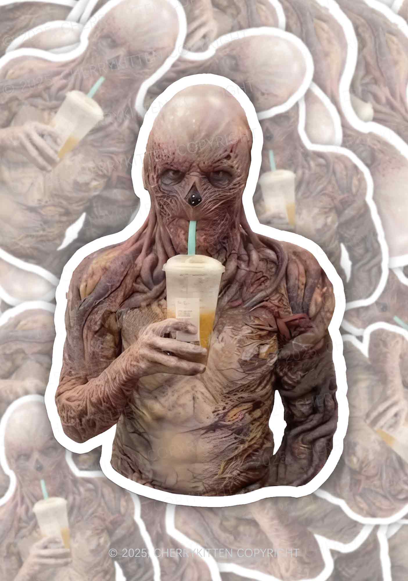 VN Drinking Coffee 1pc Y2K Sticker Cherrykitten