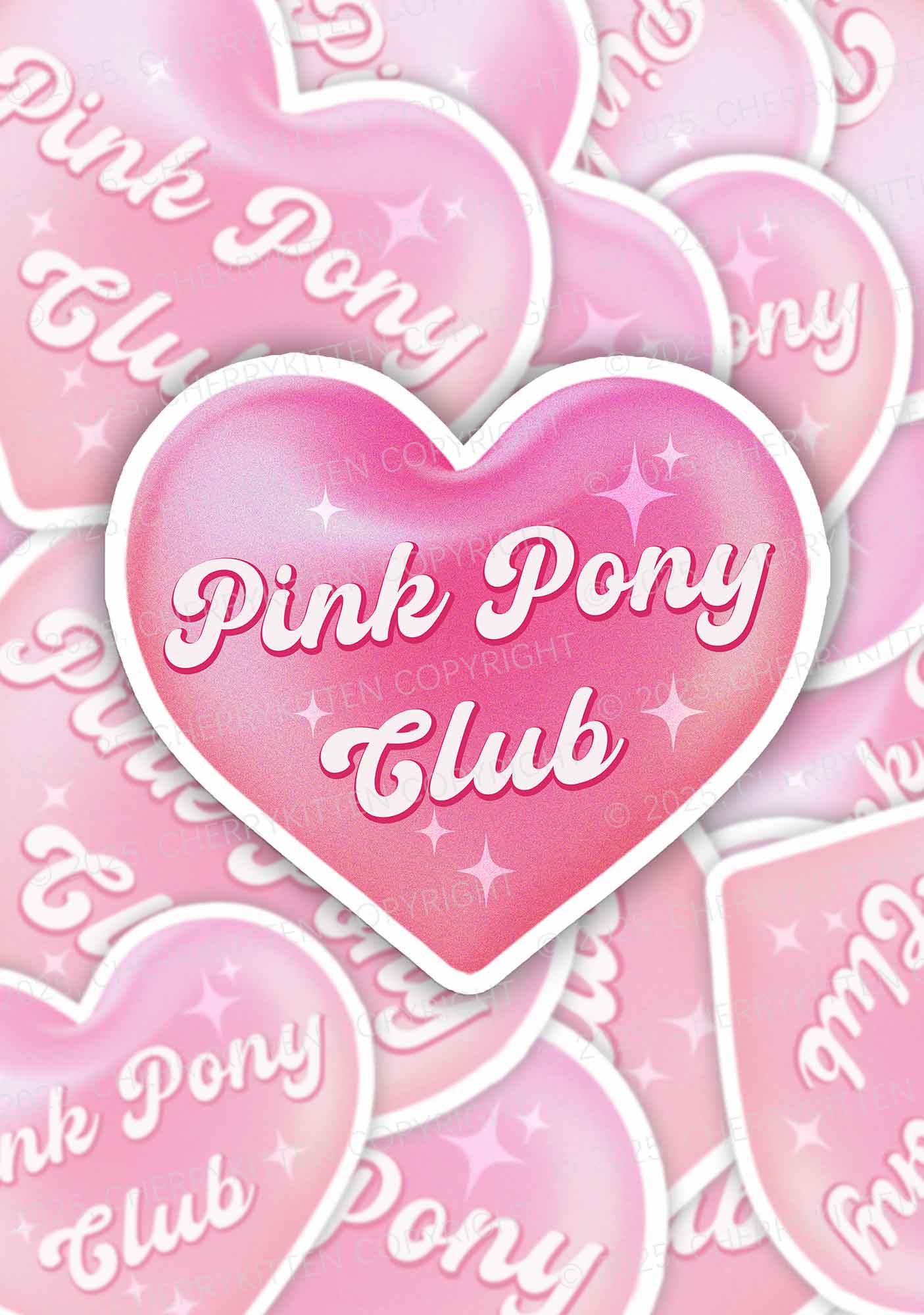 Pink Heart Pony Club 1Pc Y2K Sticker Cherrykitten