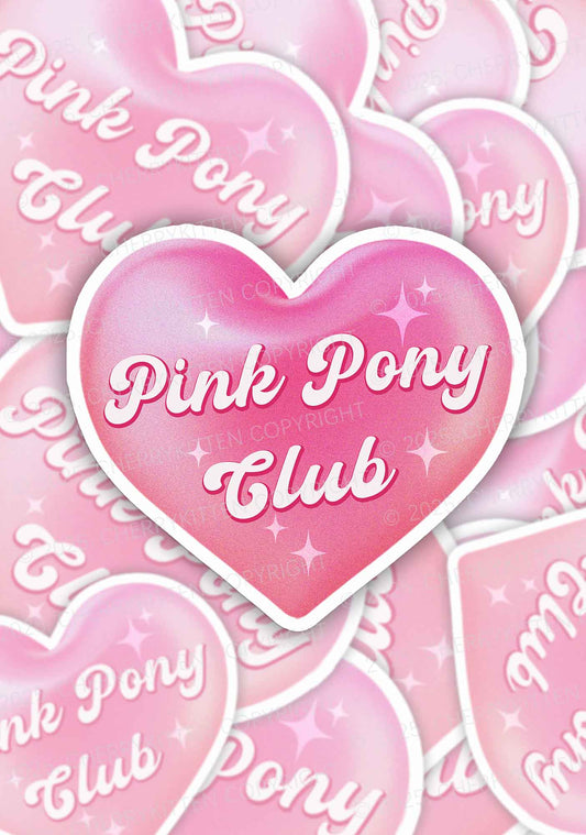 Pink Heart Pony Club 1Pc Y2K Sticker Cherrykitten