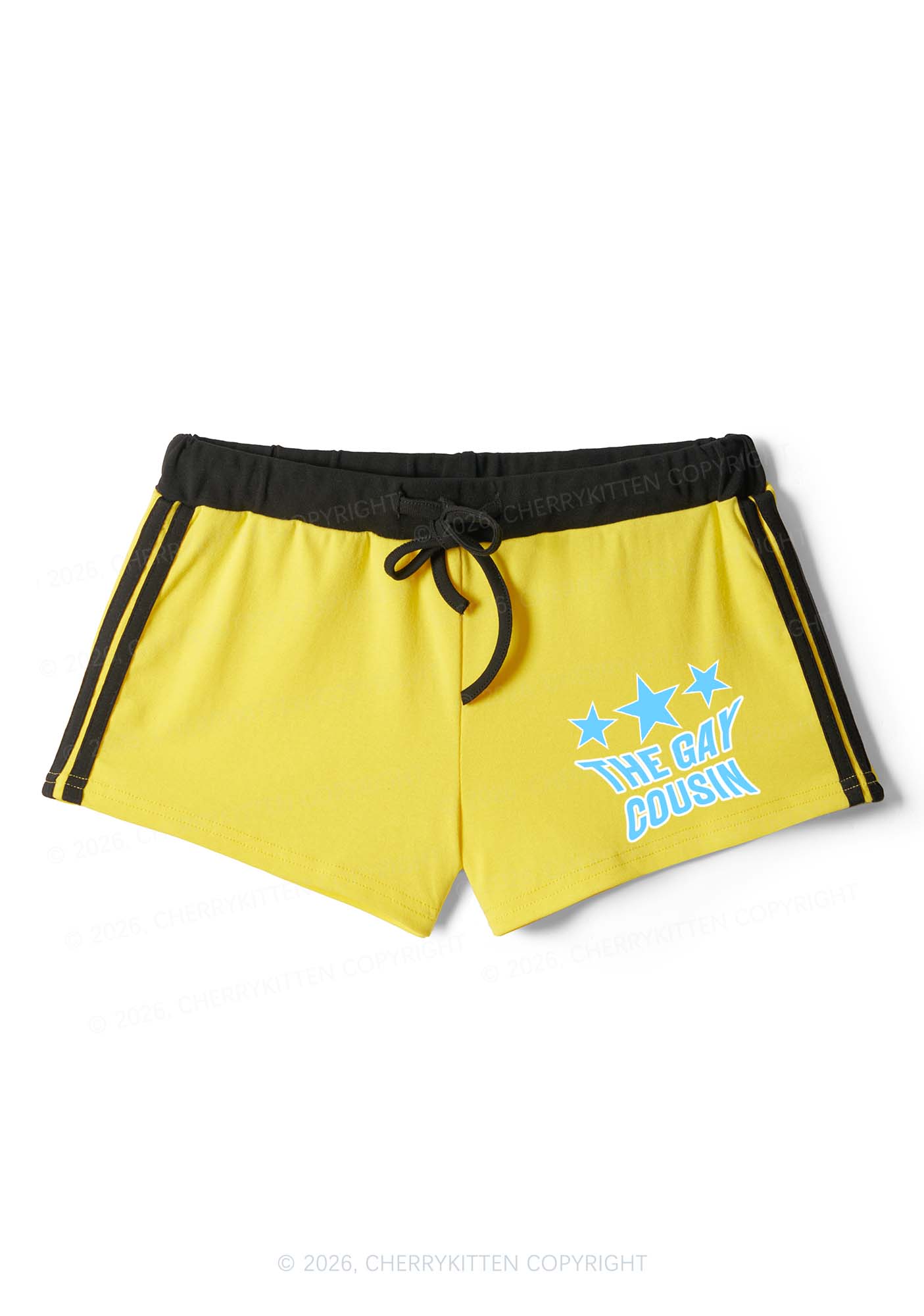 The Gay Cousin Pride Y2K Drawstring Mini Shorts Cherrykitten